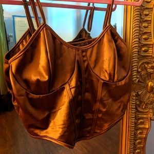 Bustier golden brown crop top